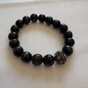 Black Beaded Bracelet with diamond polki bead